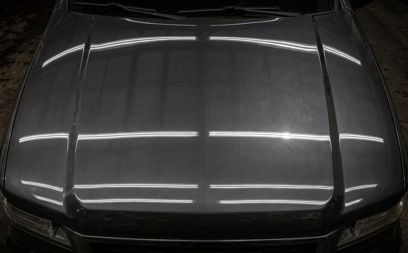 Same hood flawless after paintless dent repair